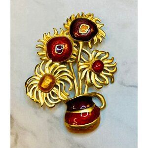 Vintage Yves Saint Laurent For Avon Van Gogh Sunflower Brooch -33